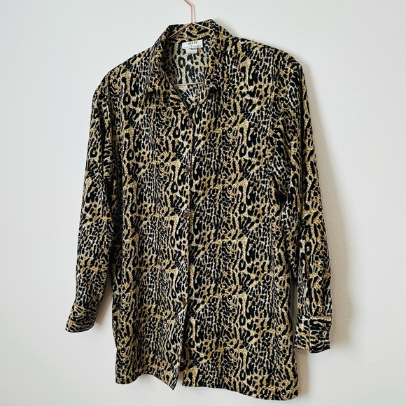 Vintage Style Exchange leopard print button down shirt animal - Picture 6 of 7